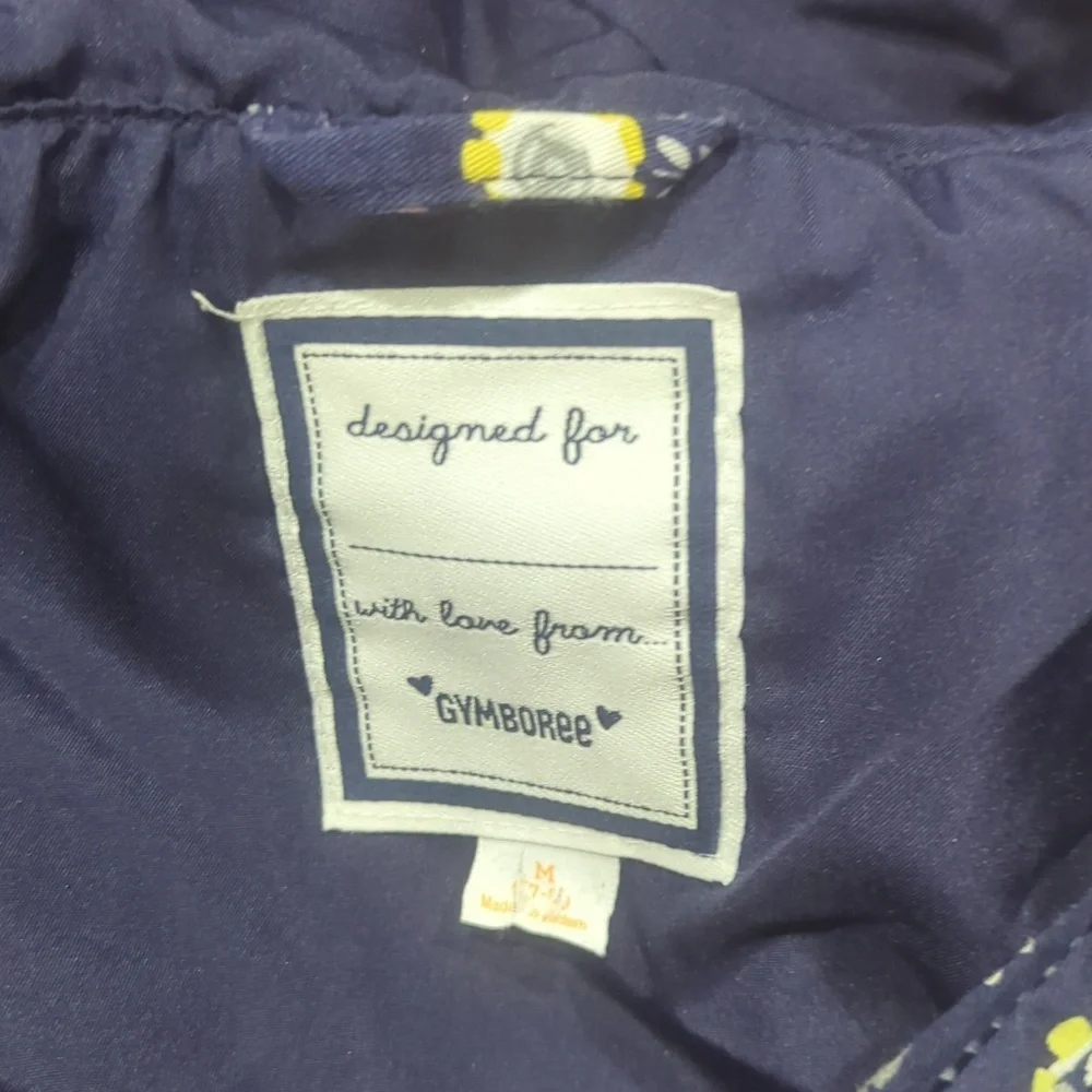 3/$30 Gymboree Floral Hooded Navy Blue Jacket Medium 7-8